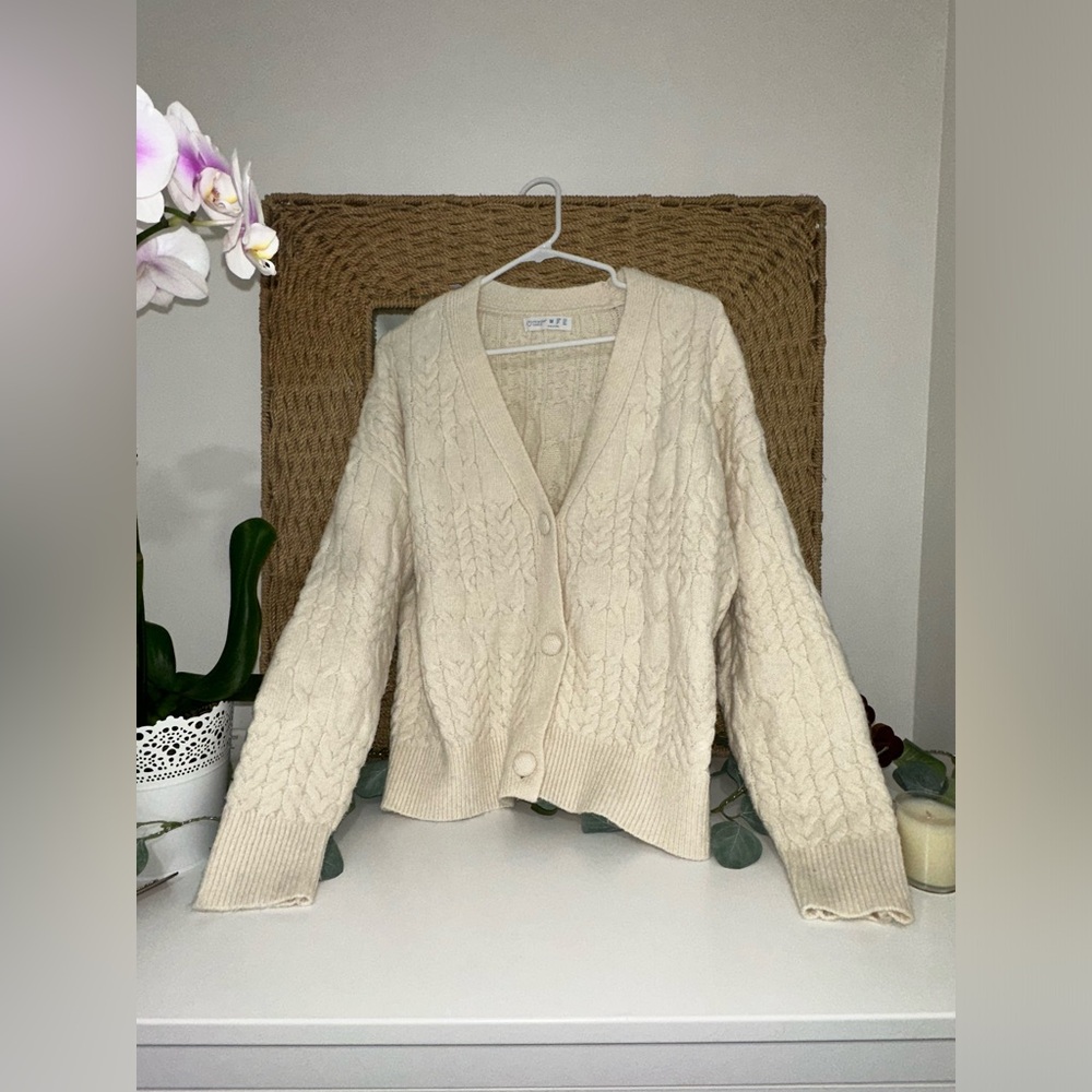 Primark Cares Sophisticated Ivory Cable Knit Oversized Cardigan Sweater View 2